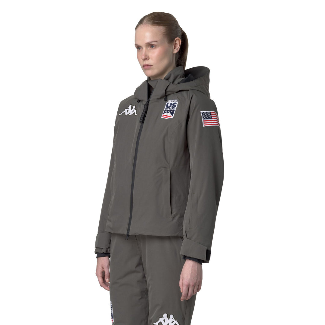 Chaqueta de esquí impermeable verde para mujer con acolchado main