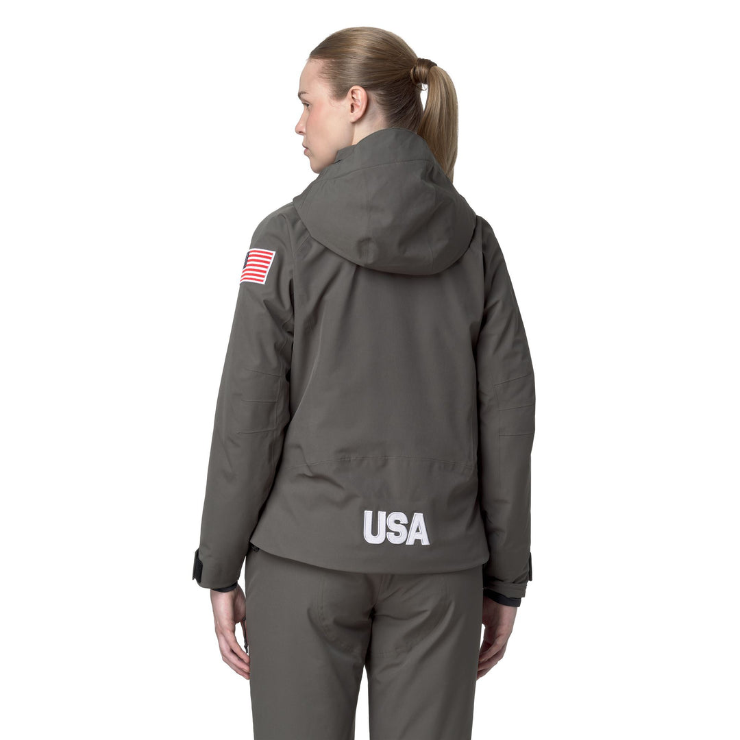 Chaqueta de esquí verde de corte entallado para mujer con protección impermeable main