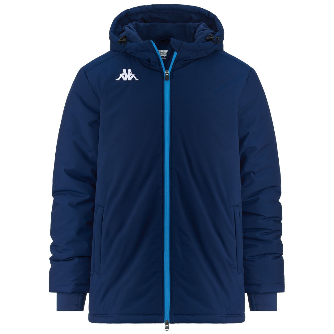 Sky Blue Men's Padded Football Long Jacket with Zipper 01
