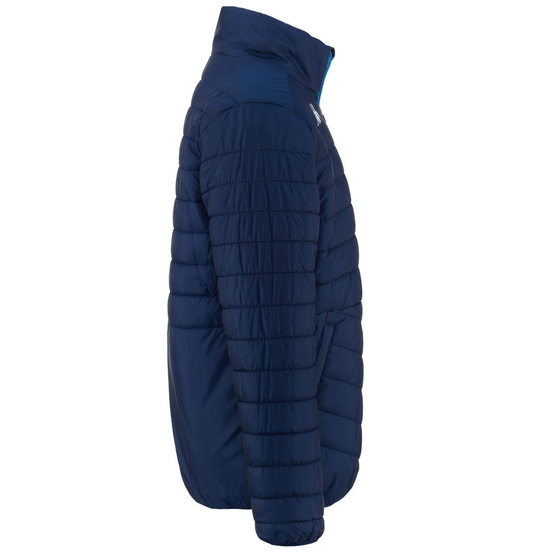 Veste matelassée de football bleue pour homme, coupe ajustée main