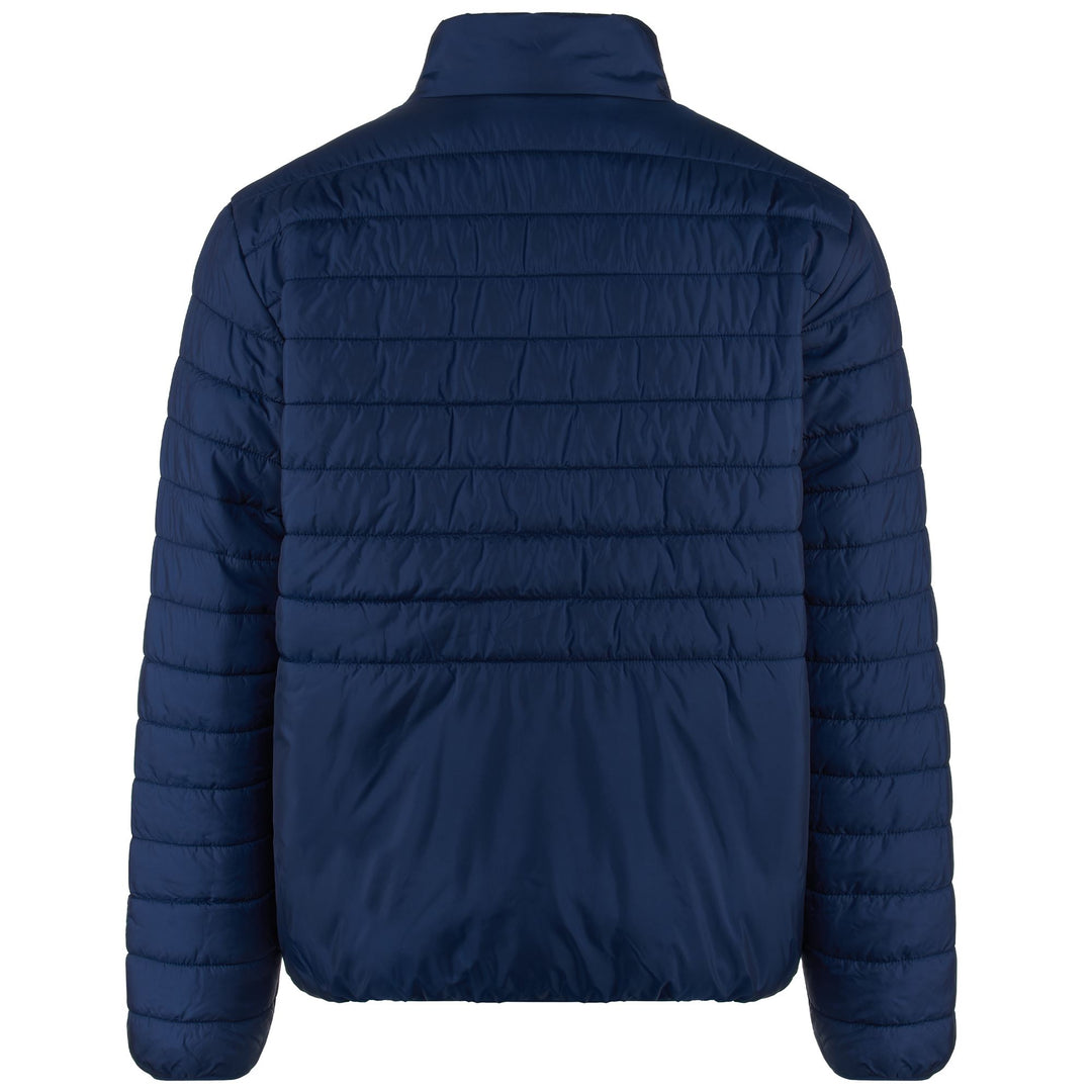 Veste matelassée de football bleue pour homme, coupe ajustée main