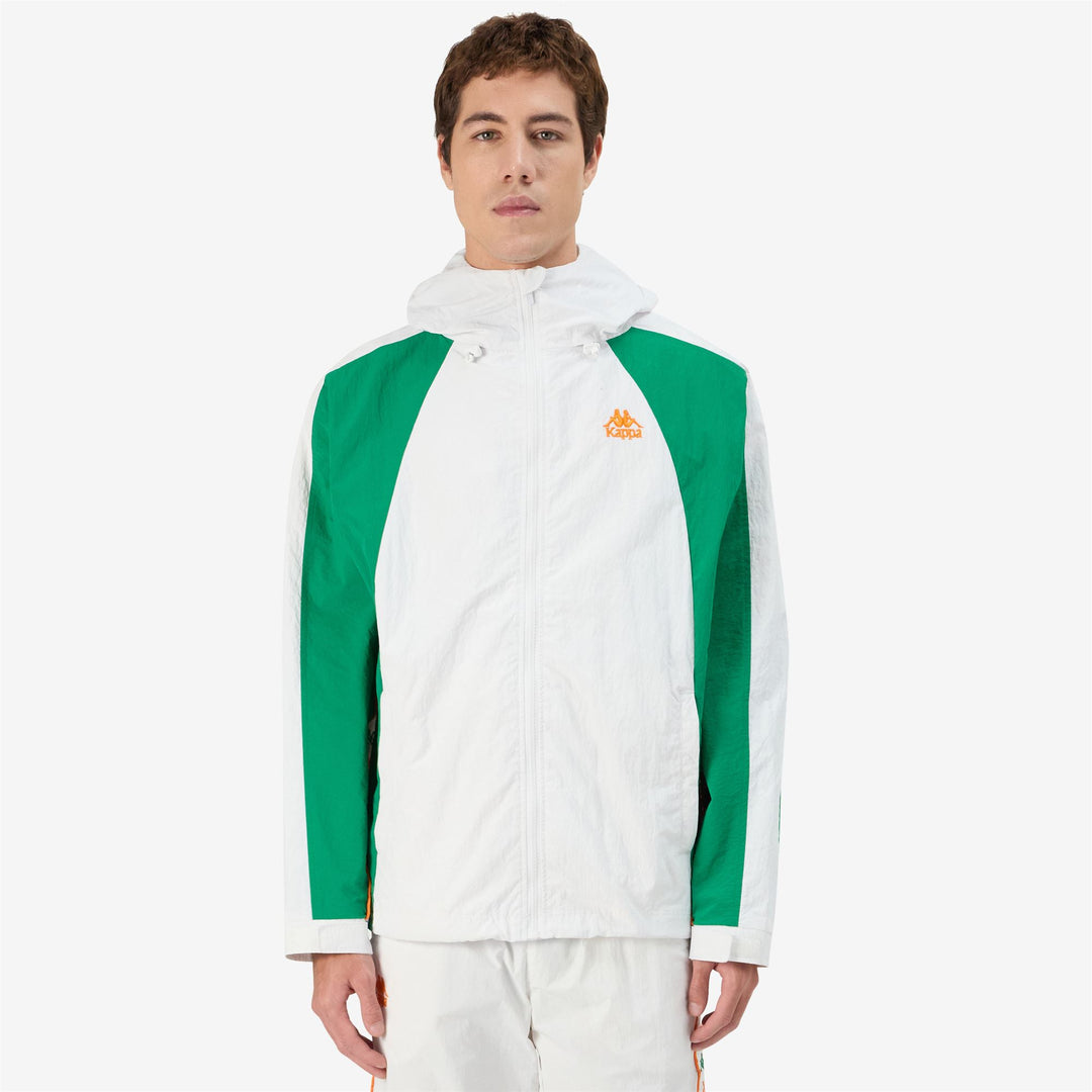 White green Men's Oversized Hooded Jacket with Zipper main