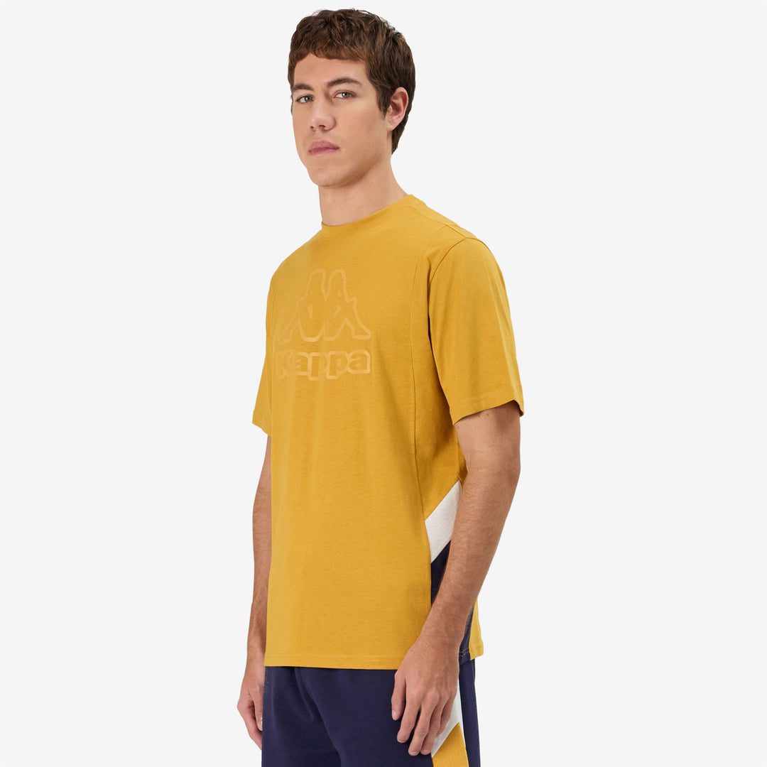 T-Shirt Sportiva Uomo Giallo Oro con Inserti in Rete main