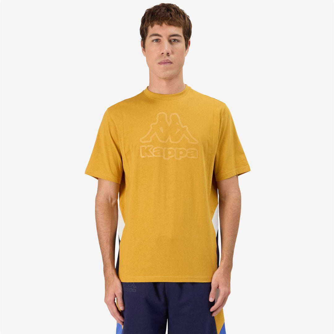 T-Shirt Sportiva Uomo Giallo Oro con Inserti in Rete main