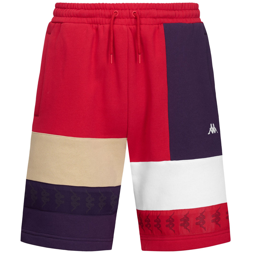 Pantaloncini sportivi da uomo rossi con pile e elastico in vita 01