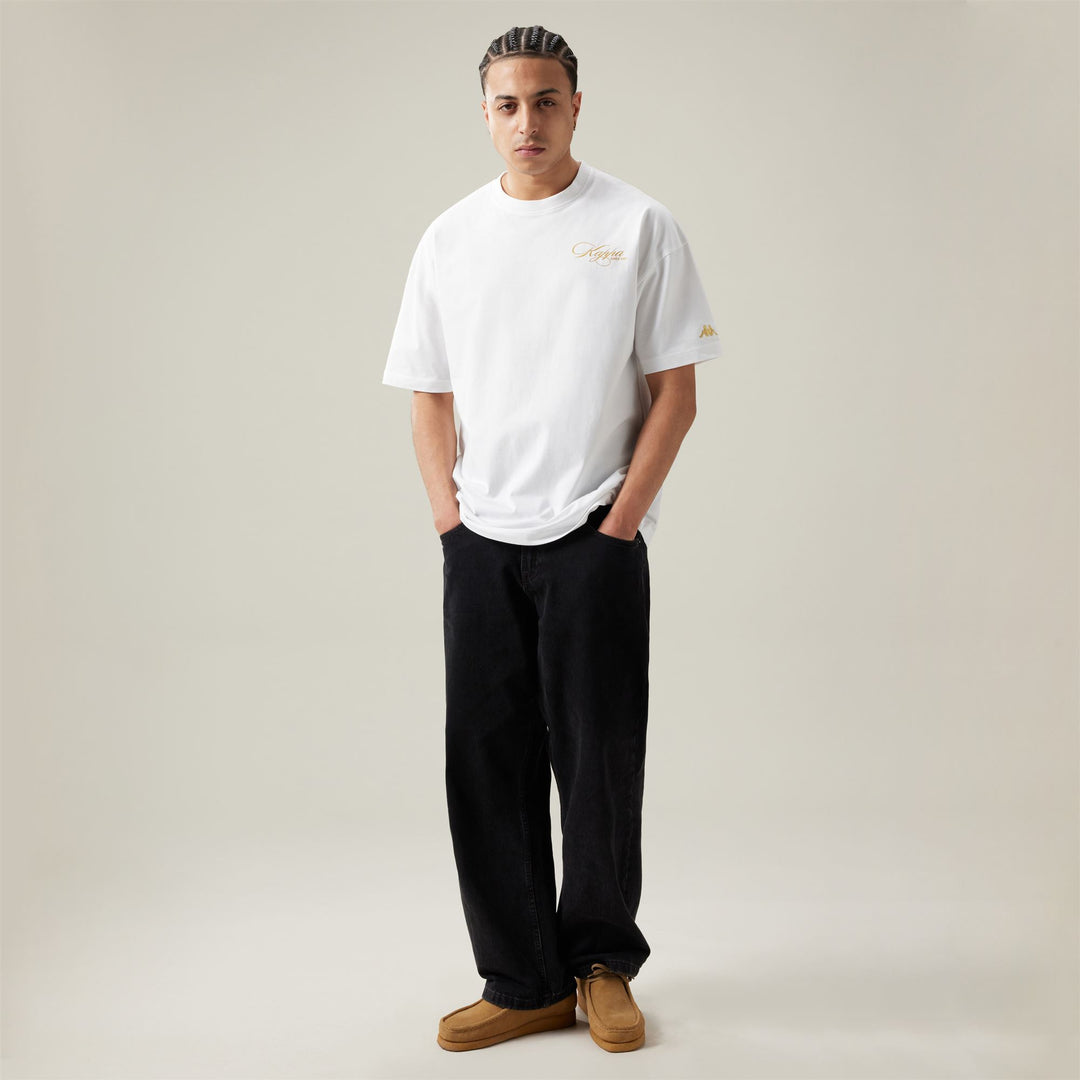 T-Shirt Sportiva Uomo in Cotone Biologico Bianco con Stampa Grafica main