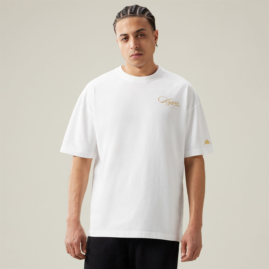 T-Shirt Sportiva Uomo in Cotone Biologico Bianco con Stampa Grafica main