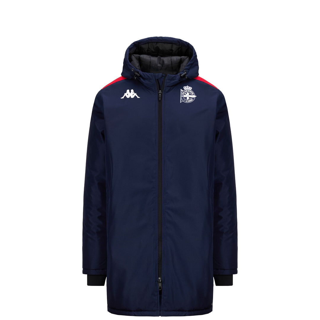 Navy blue Men's Long Training Jacket with Hood and Padding 01
