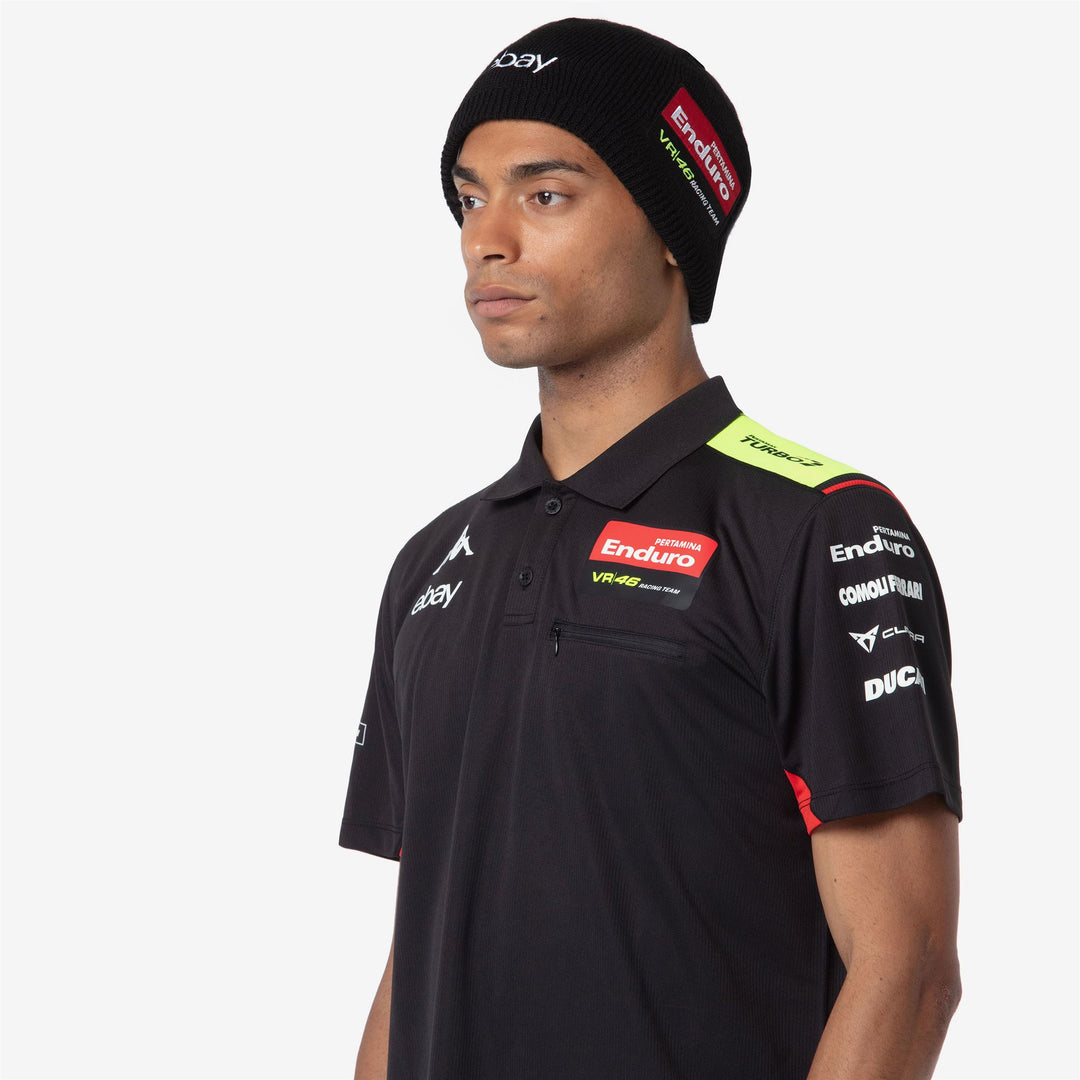 Casquette noire pour homme VR46 Racing Team en tissu acrylique main
