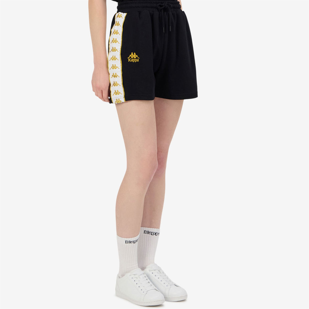 Black Yellow Women's Sport Street Shorts with Pockets main