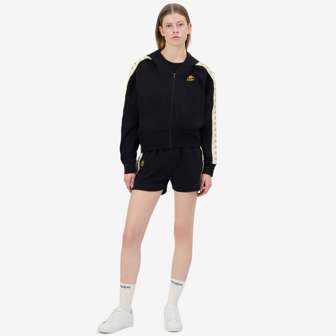 Black Yellow Women's Sport Street Shorts with Pockets 01