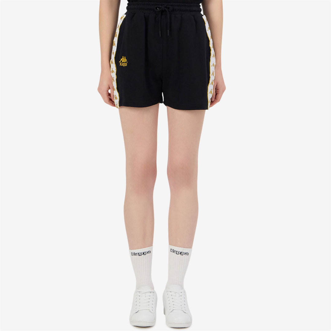 Black Yellow Women's Sport Street Shorts with Pockets main