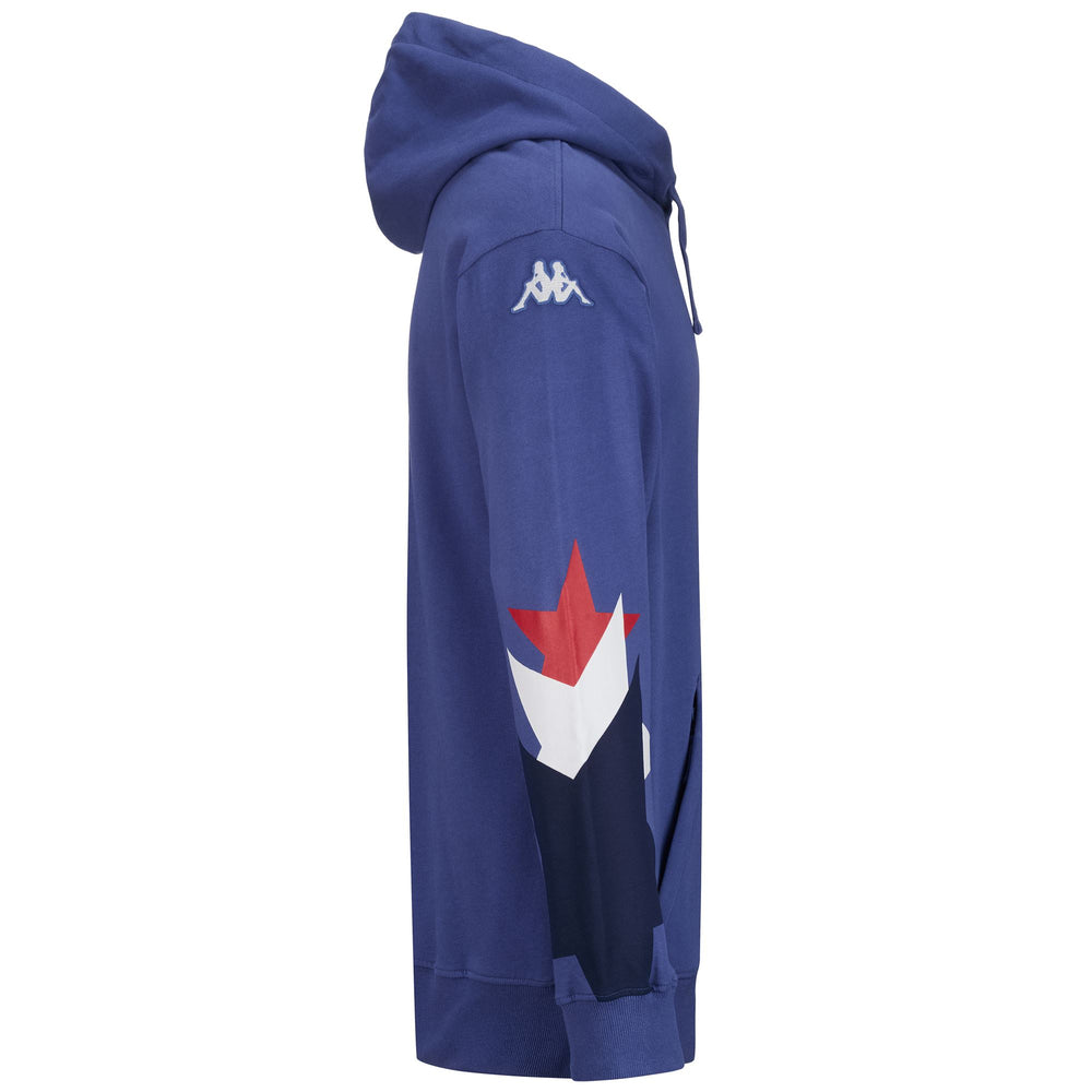 Suéter polar de esquí unisex azul con capucha y bolsillo tipo canguro 02