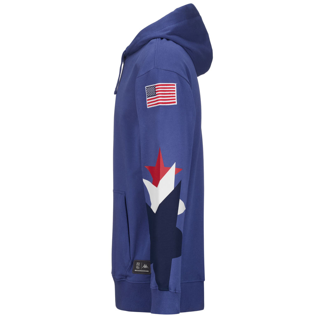 Sweat à capuche unisexe bleu pour le ski avec poche kangourou main