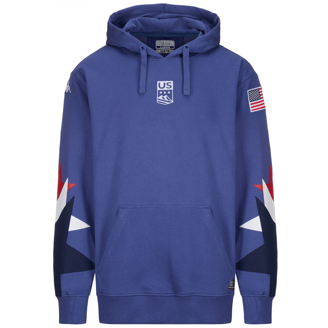 Sweat à capuche unisexe bleu pour le ski avec poche kangourou 01