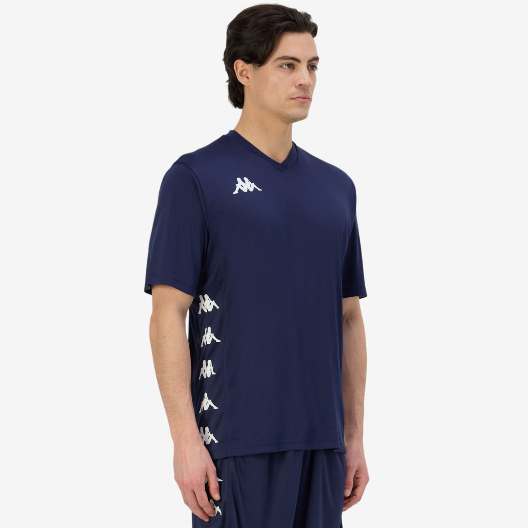 Camiseta de entrenamiento de fútbol azul de corte regular para hombre en tejido interlock main