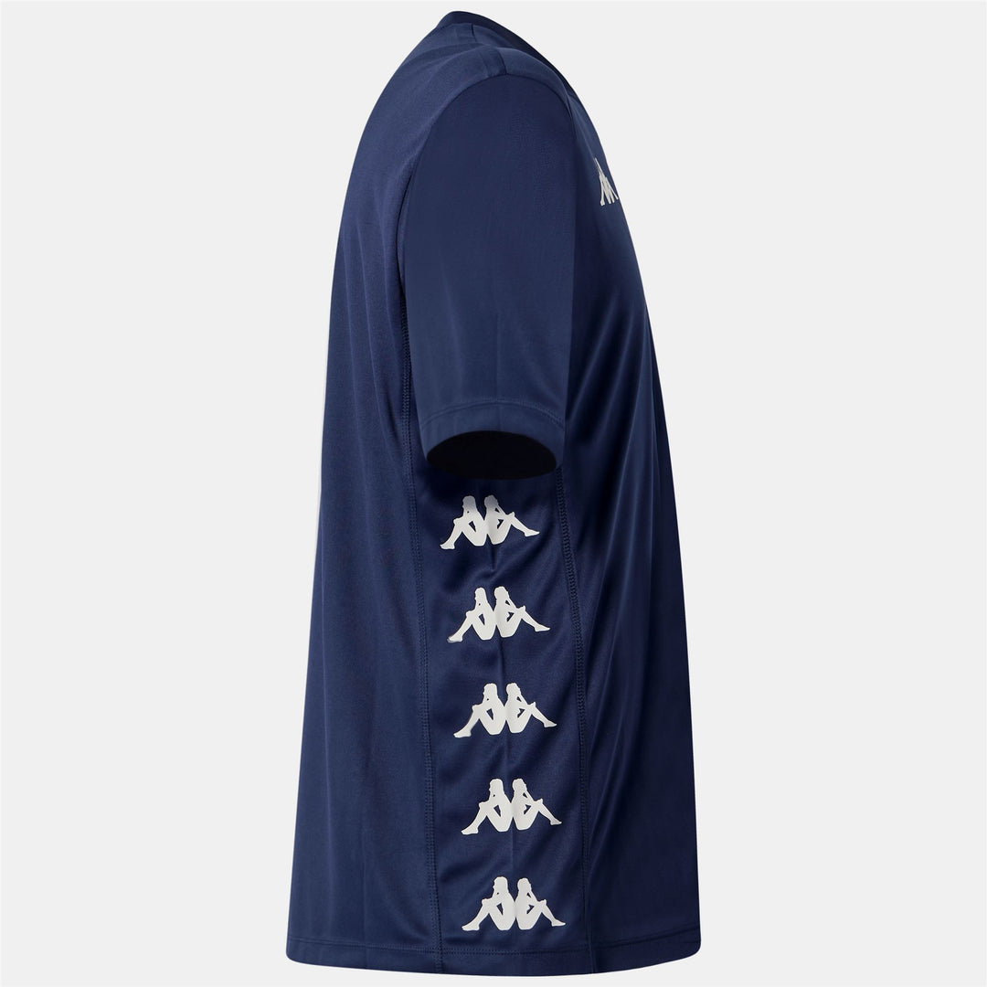 Maillot d'entraînement de football bleu pour homme, coupe classique, en tissu interlock main