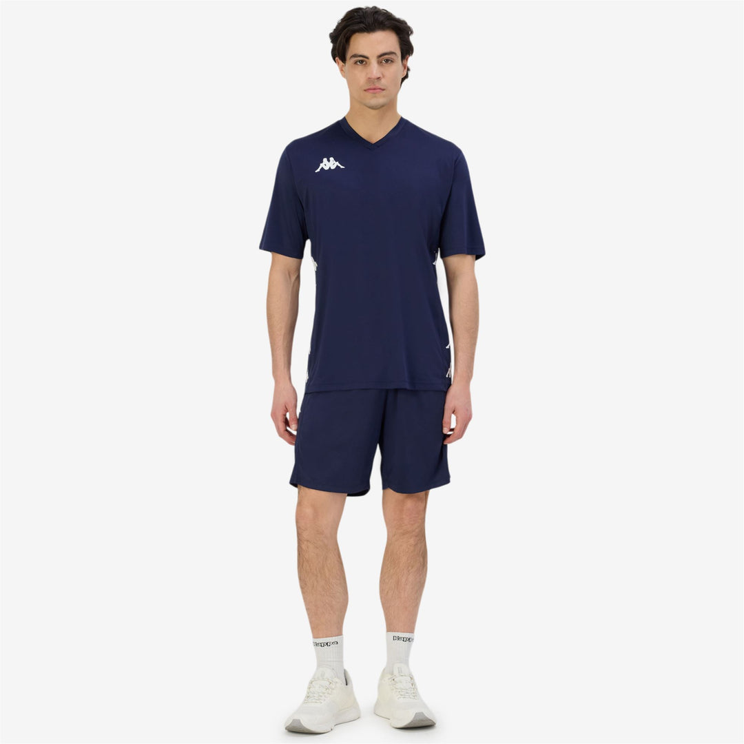 Maillot d'entraînement de football bleu pour homme, coupe classique, en tissu interlock main