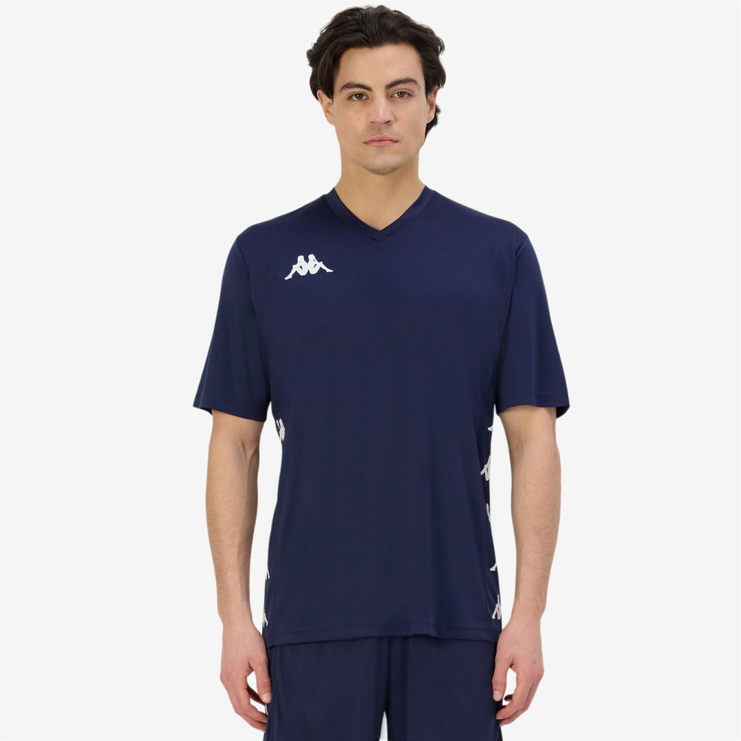 Maglia da uomo da allenamento da calcio blu in tessuto interlock vestibilità regolare 01