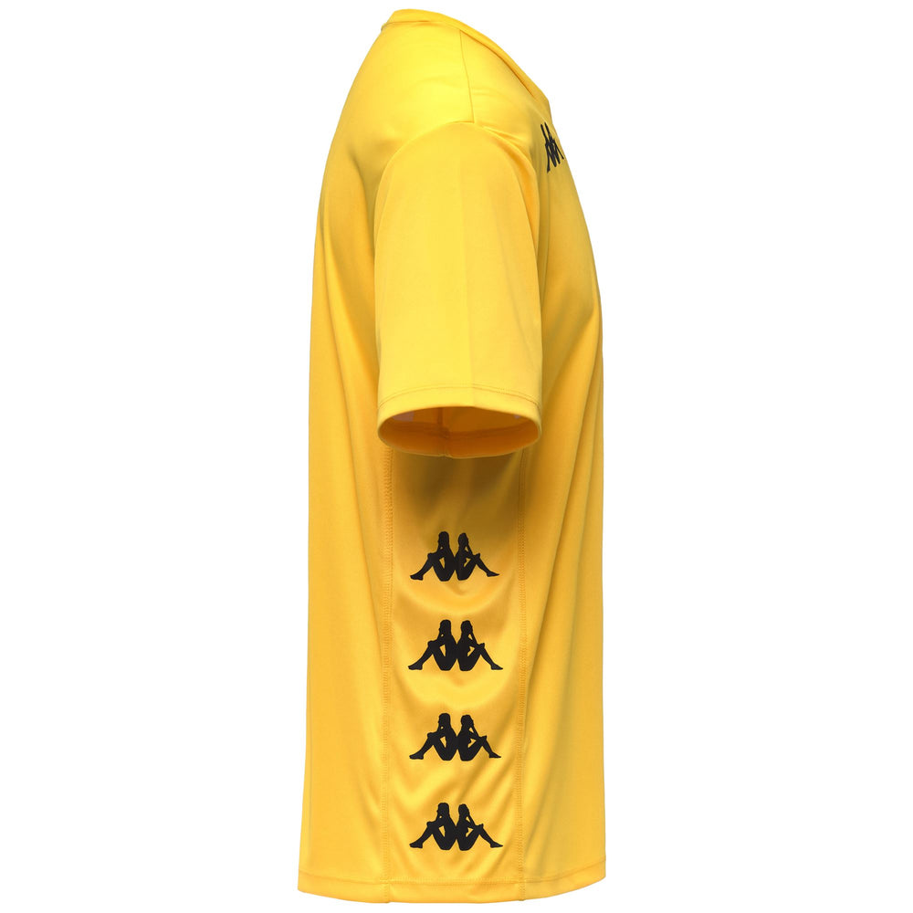 Camiseta de fútbol para entrenamiento amarilla en tejido interlock con corte regular para hombre 02