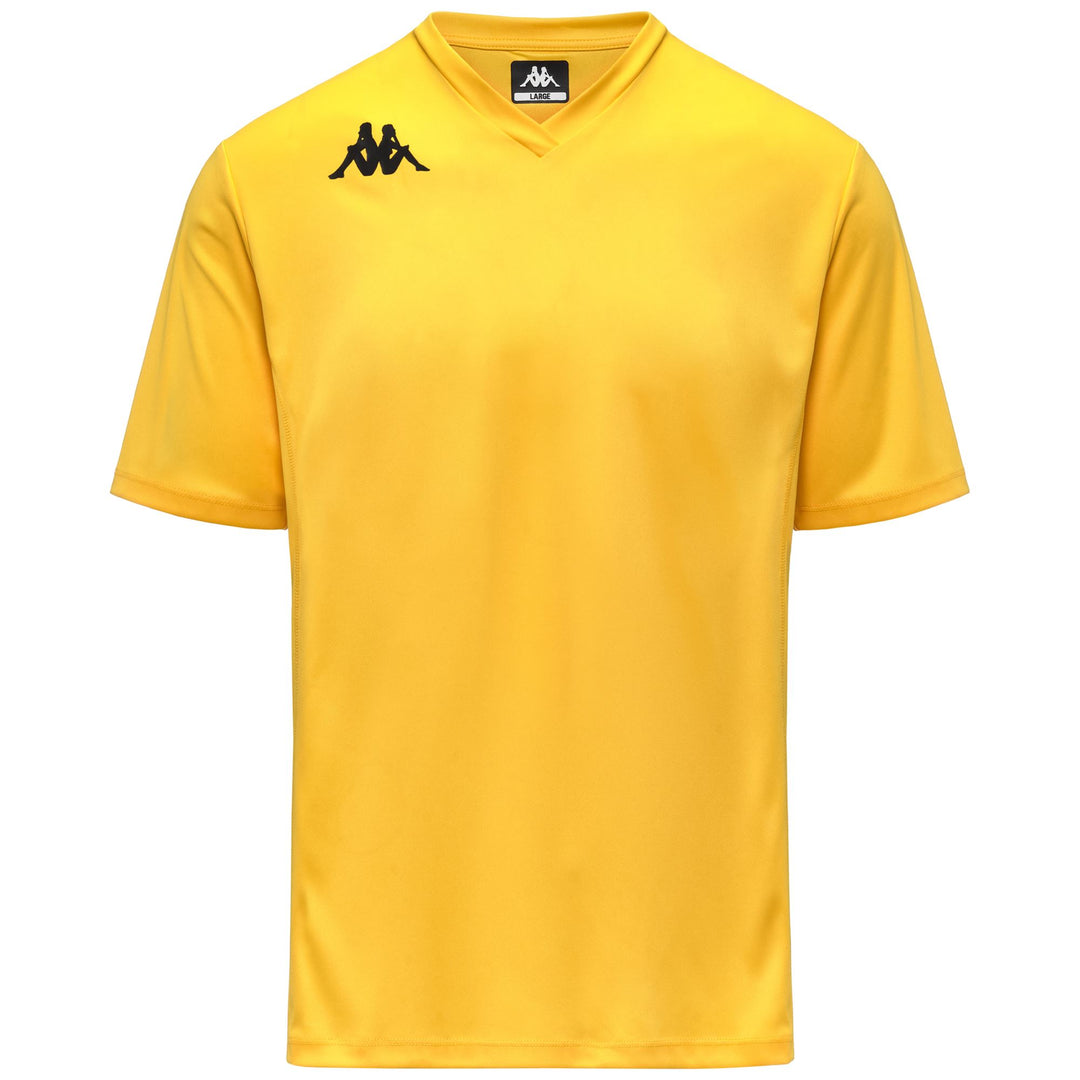 Camiseta de fútbol para entrenamiento amarilla en tejido interlock con corte regular para hombre 01