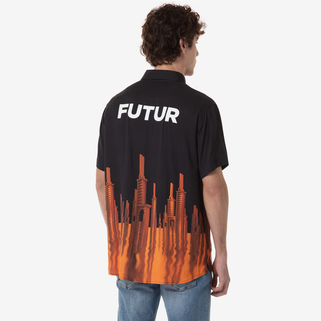 Chemise de sport en sergé noir pour homme, coupe classique main