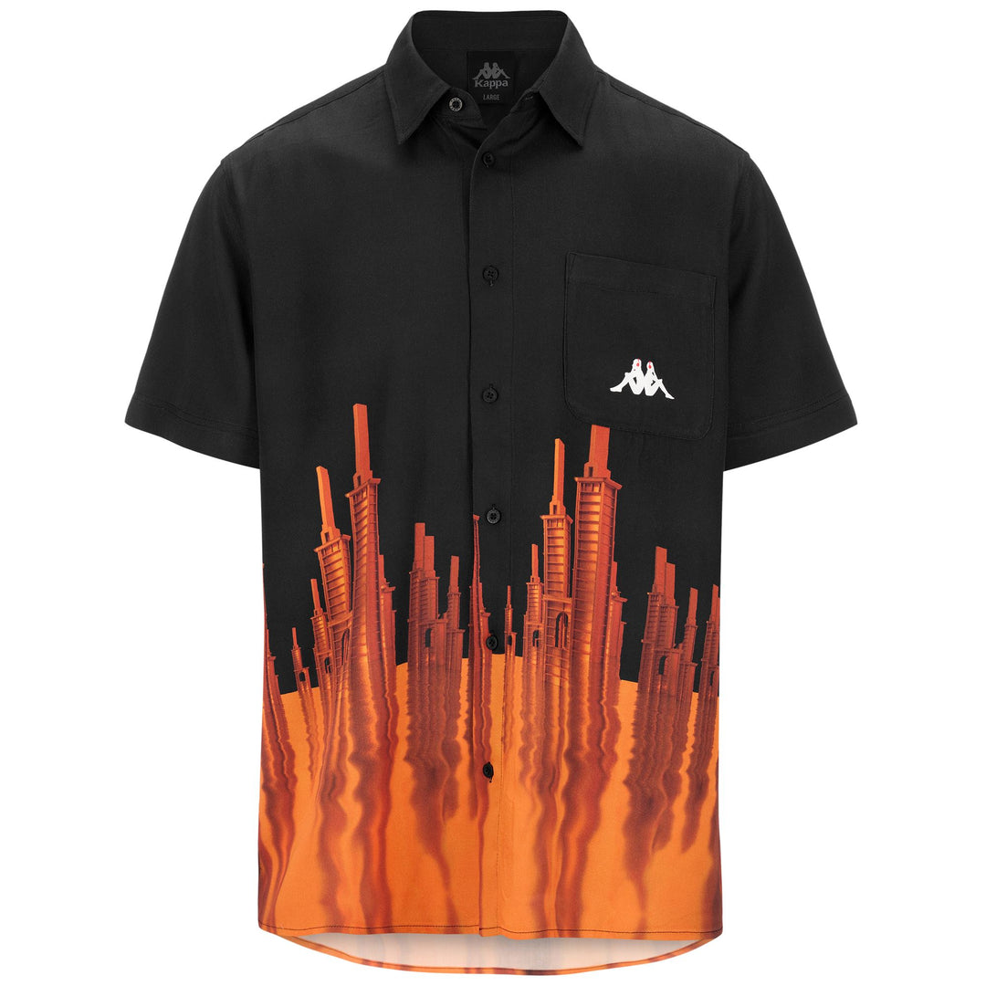 Camisa deportiva clásica de calle negra para hombre con estampado digital main