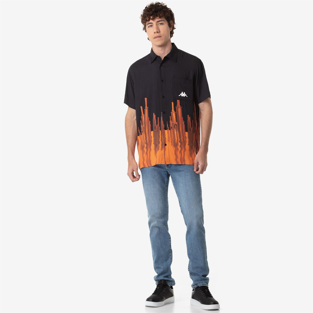 Black Men's Classic Sport Street Shirt with Digital Print 01