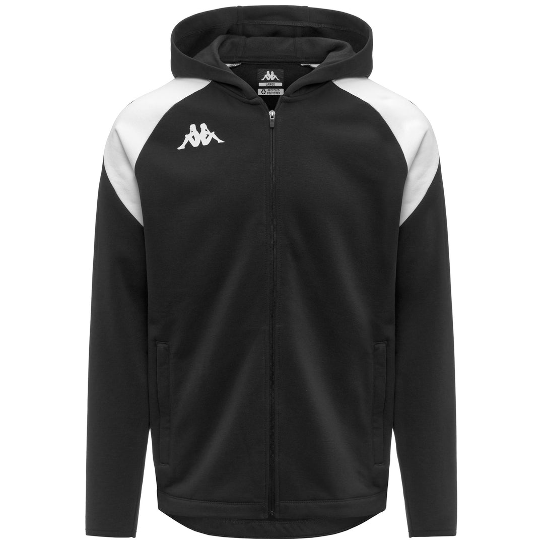 Black and White Men's Slim Fit Fleece Hoodie with Full Zip 01