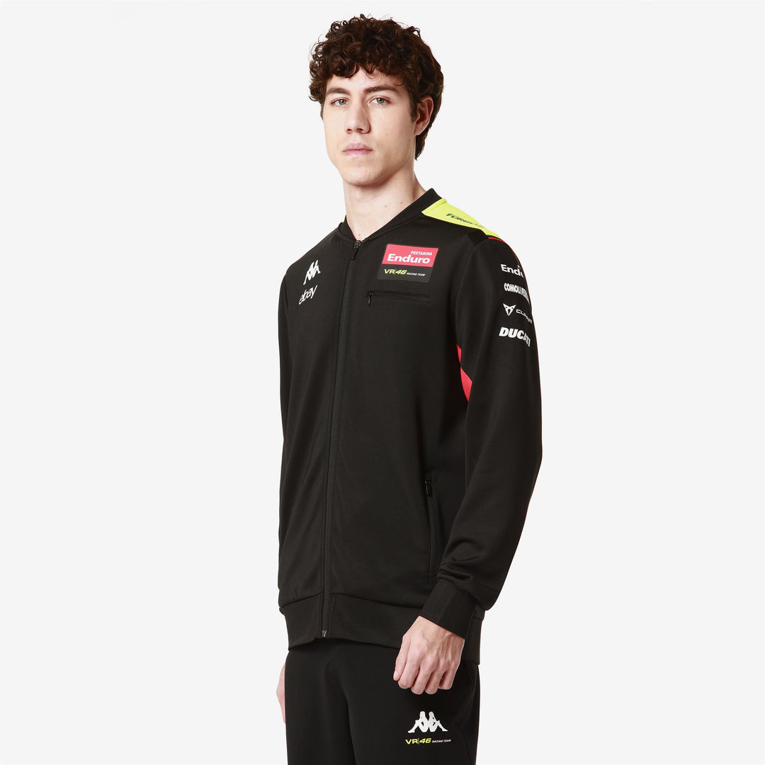 Black Neon Men's VR46 Racing Fleece Jacket with Zipper and Pockets main