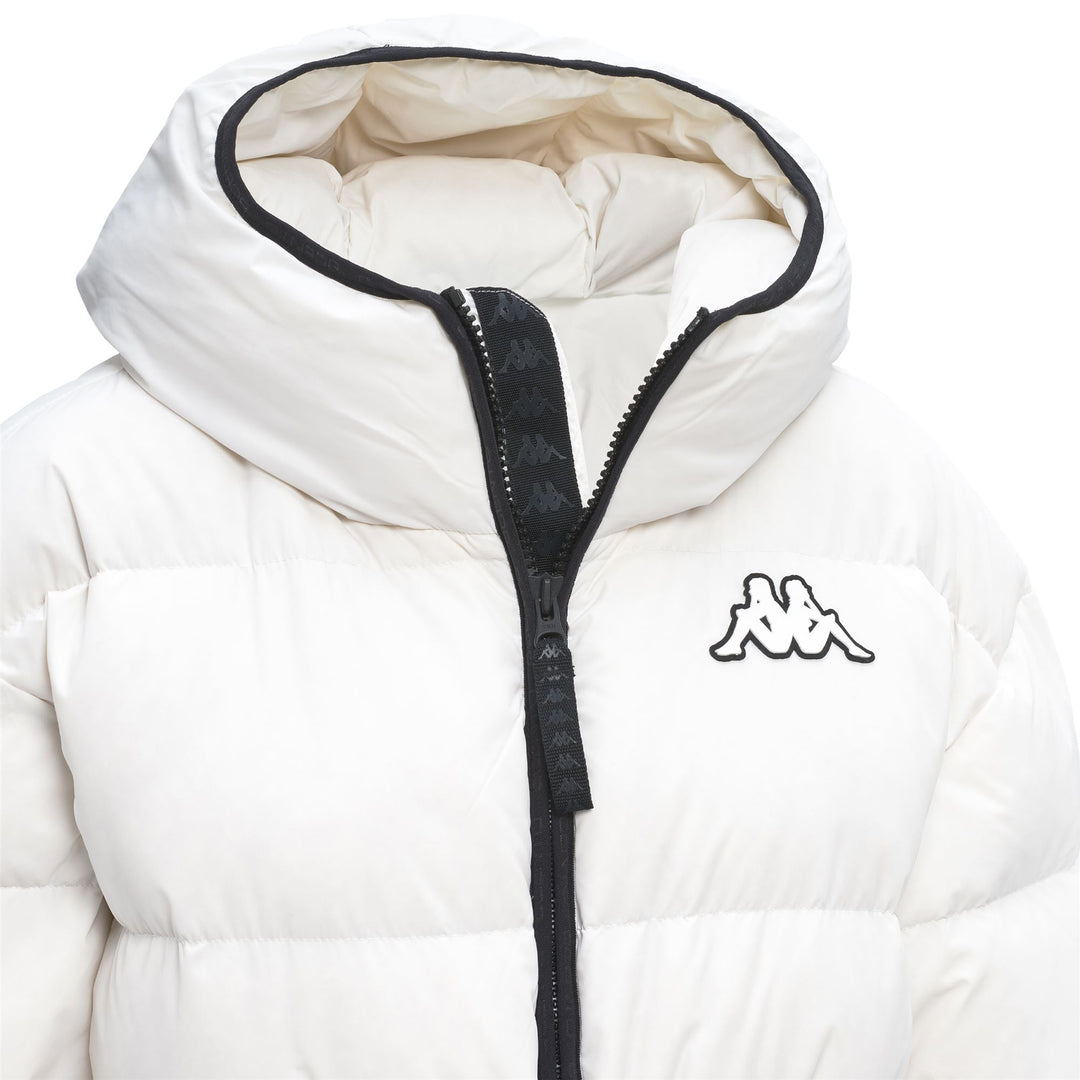 White Women's Mid-Length Down Jacket with Hood main