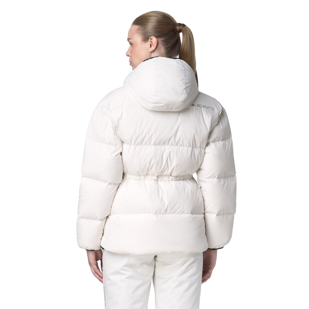White Women's Mid-Length Down Jacket with Hood main
