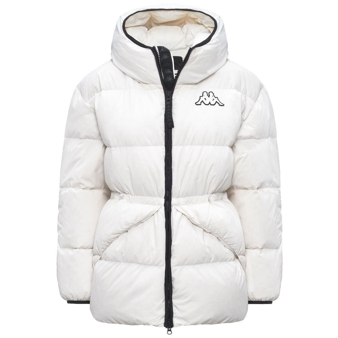 White Women's Mid-Length Down Jacket with Hood main