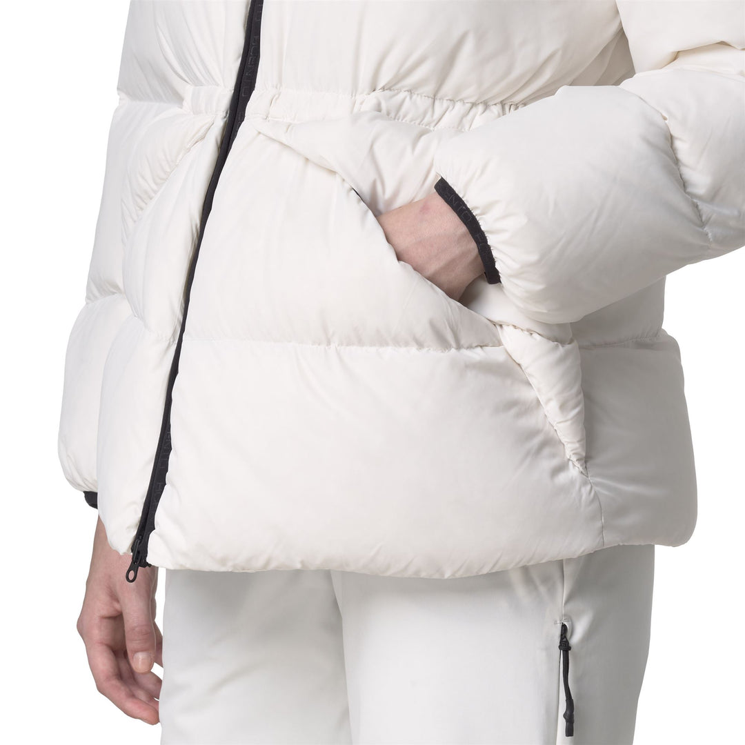 White Women's Mid-Length Down Jacket with Hood main