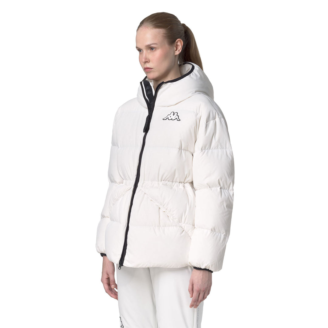 White Women's Mid-Length Down Jacket with Hood main