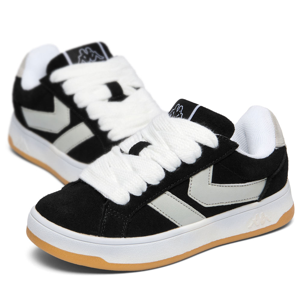 Black white Kids' Low Cut Sneakers with Synthetic Upper 02
