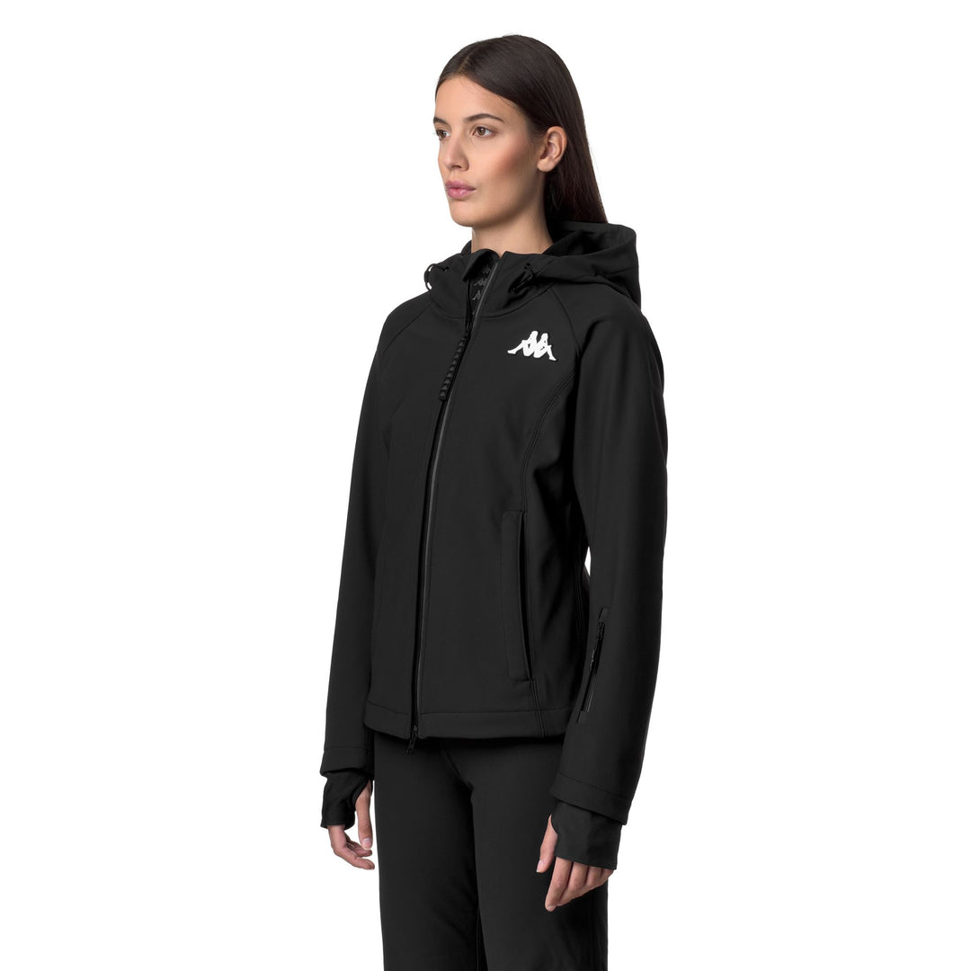 Veste de ski softshell imperméable noire pour femme main