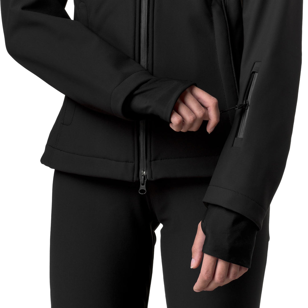 Veste de ski softshell imperméable noire pour femme main