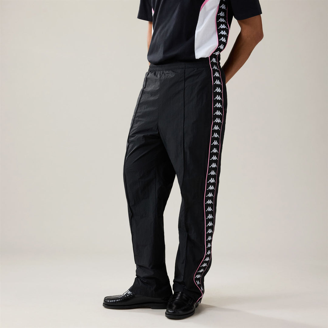 Pantalon de sport noir pour homme, coupe confortable, en nylon et polyester main