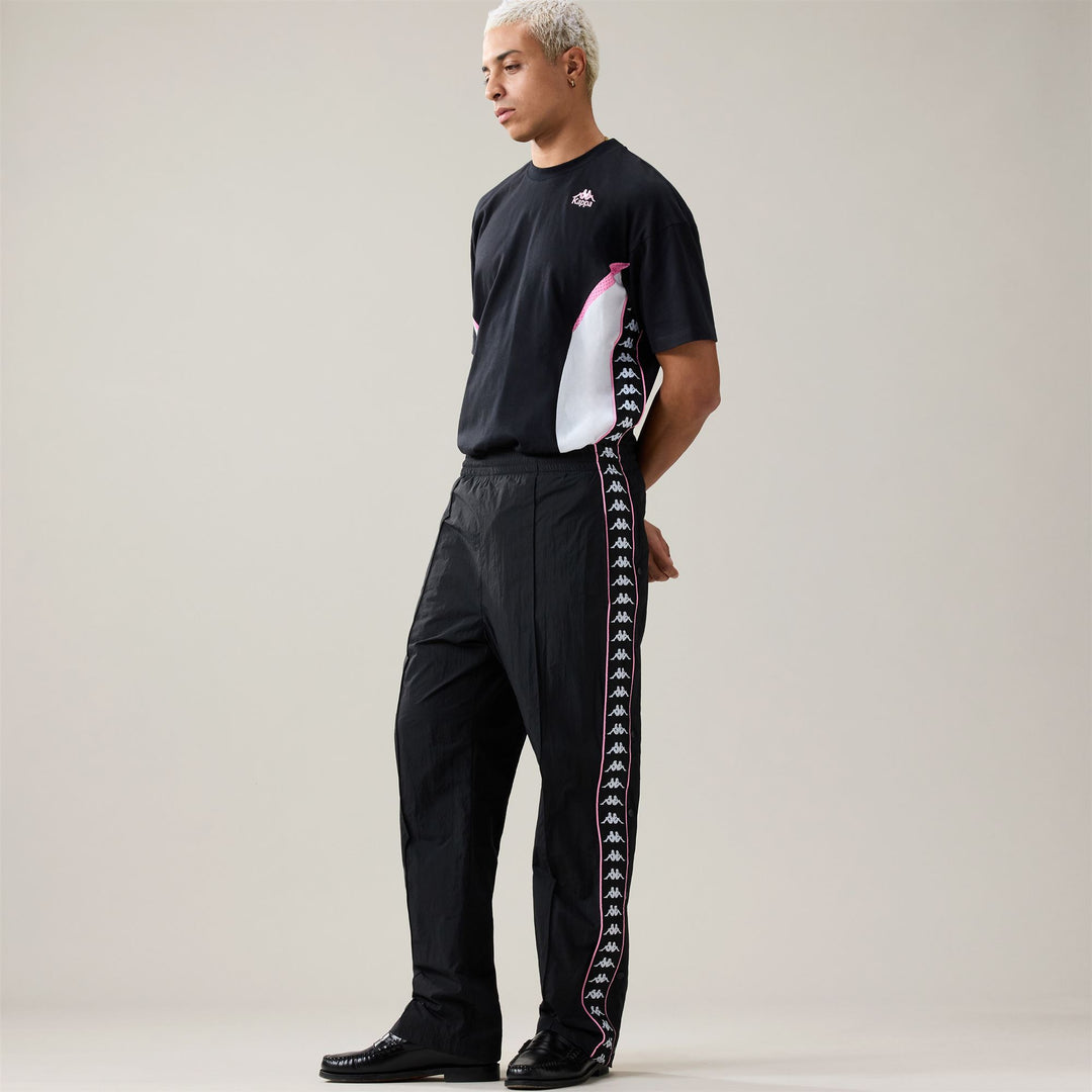 Pantalon de sport noir pour homme, coupe confortable, en nylon et polyester main
