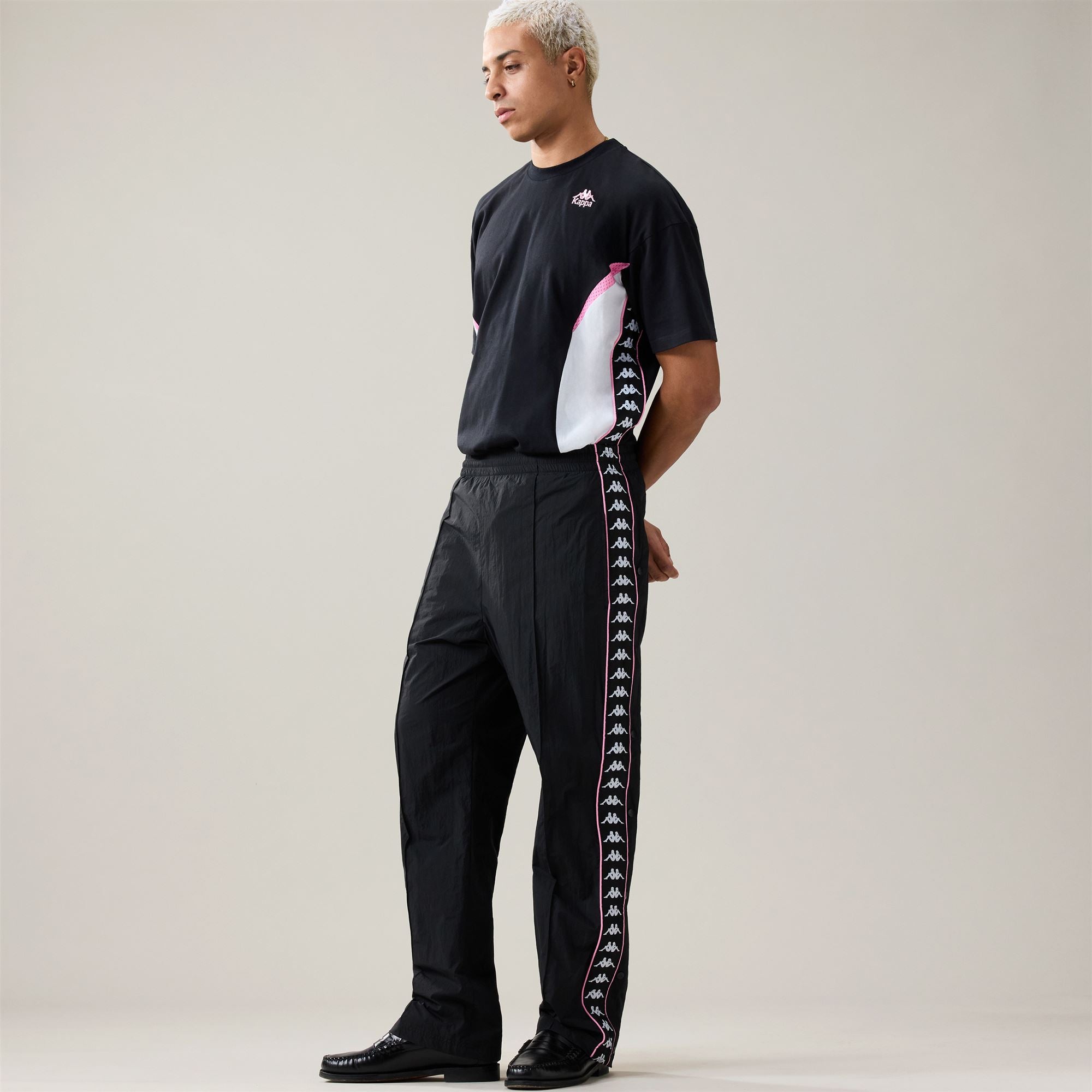 Black Men's Comfort Fit Sportswear Trousers in Nylon and Polyester