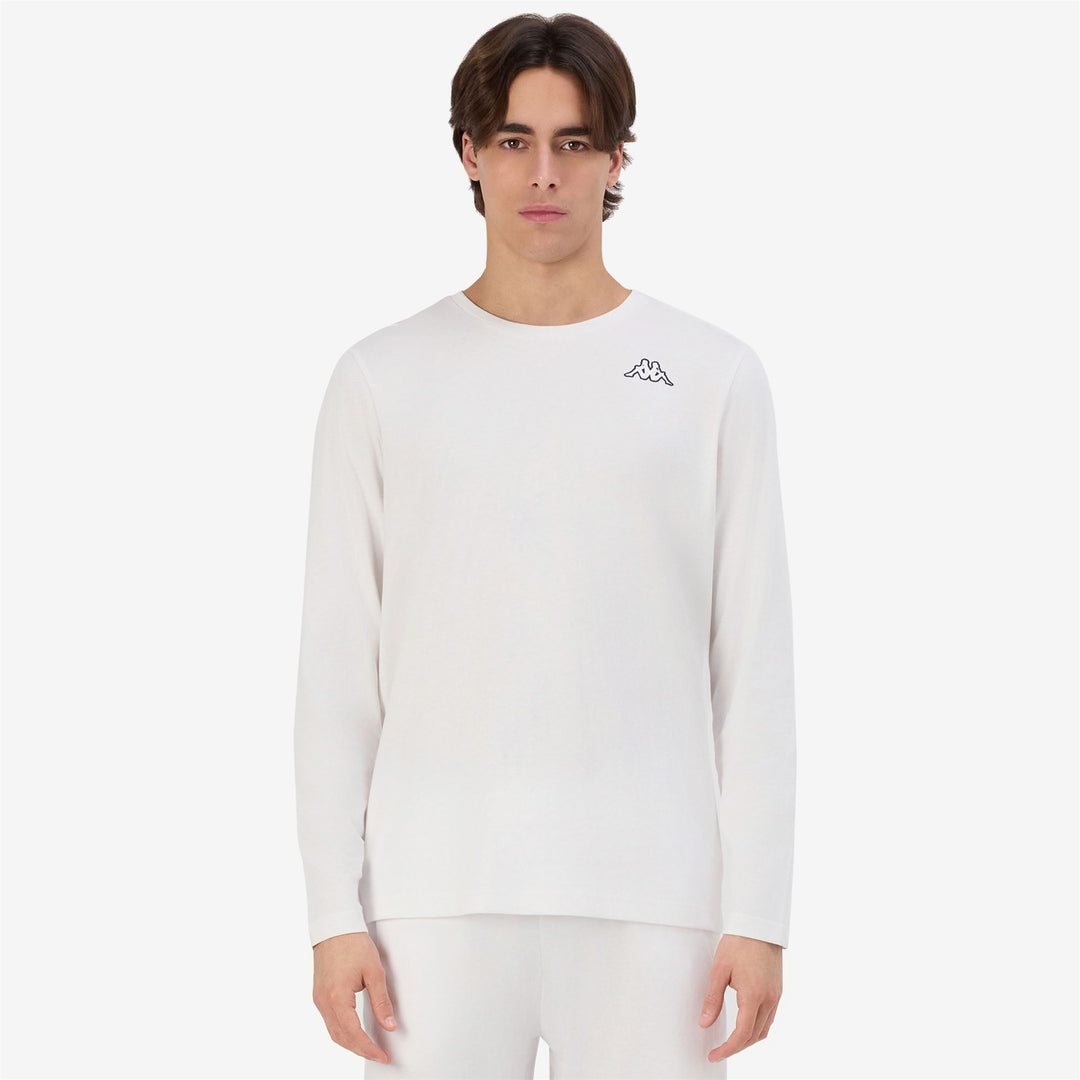 White Men's Long Sleeve Logo T-Shirt in Jersey Fabric main