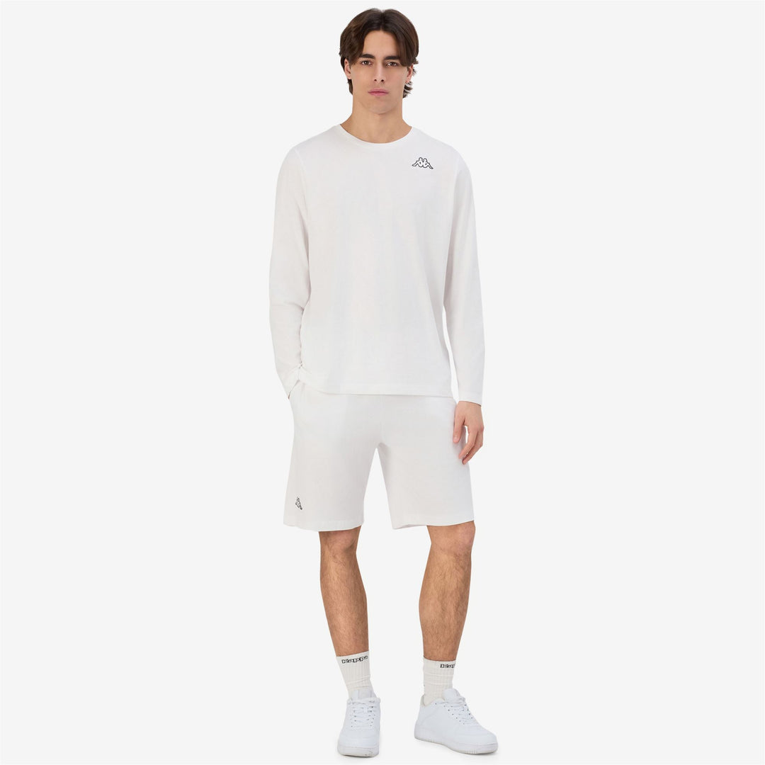 White Men's Long Sleeve Logo T-Shirt in Jersey Fabric 01