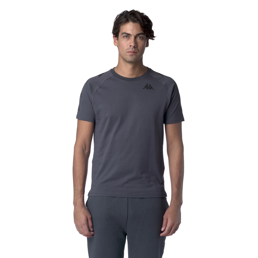 Camiseta de algodón gris de corte regular para hombre con logotipo de Omini main