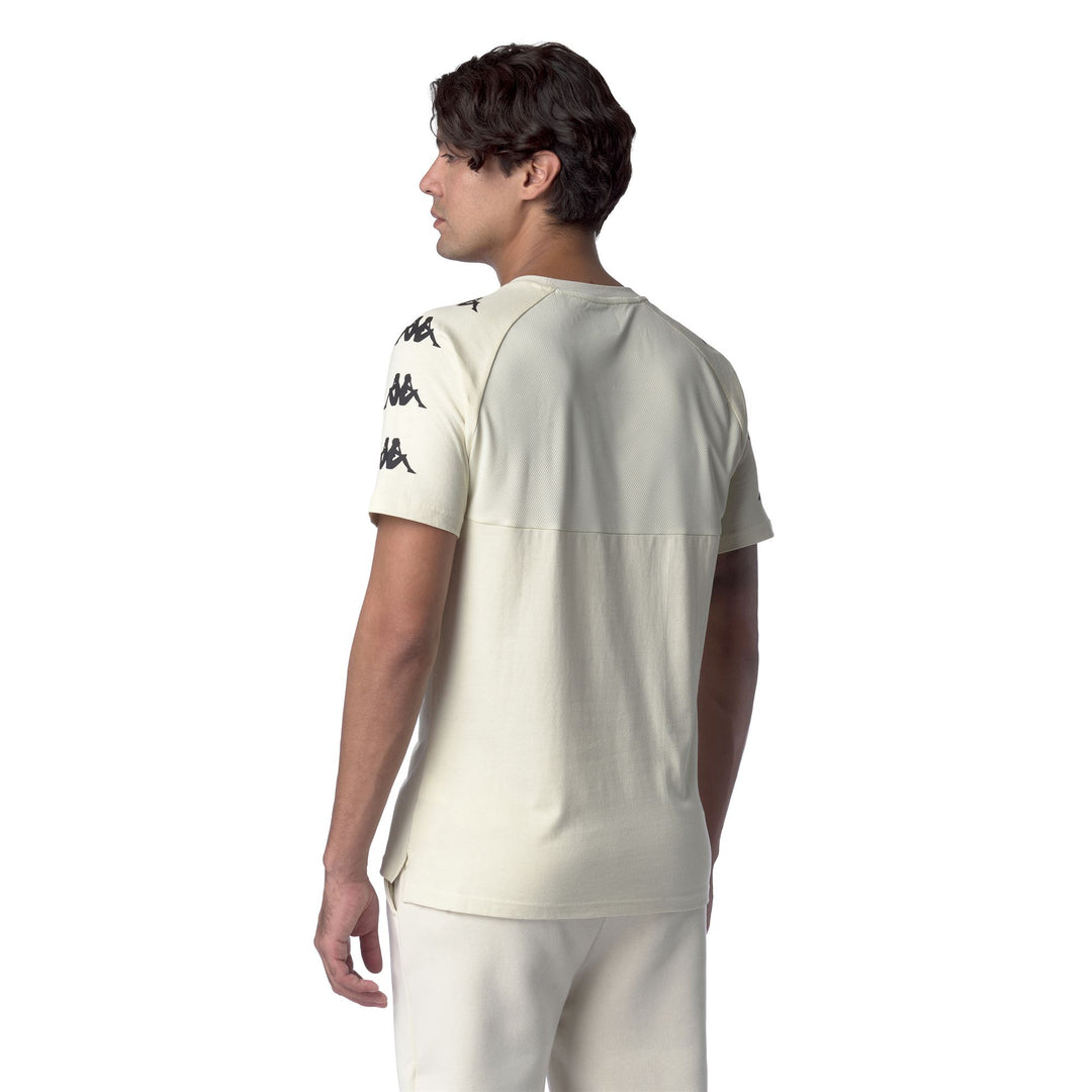 T-shirt bianca in jersey di cotone da uomo con stampa del logo main