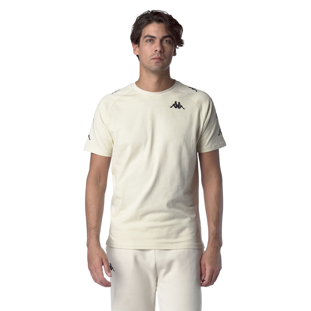 T-shirt bianca in jersey di cotone da uomo con stampa del logo main