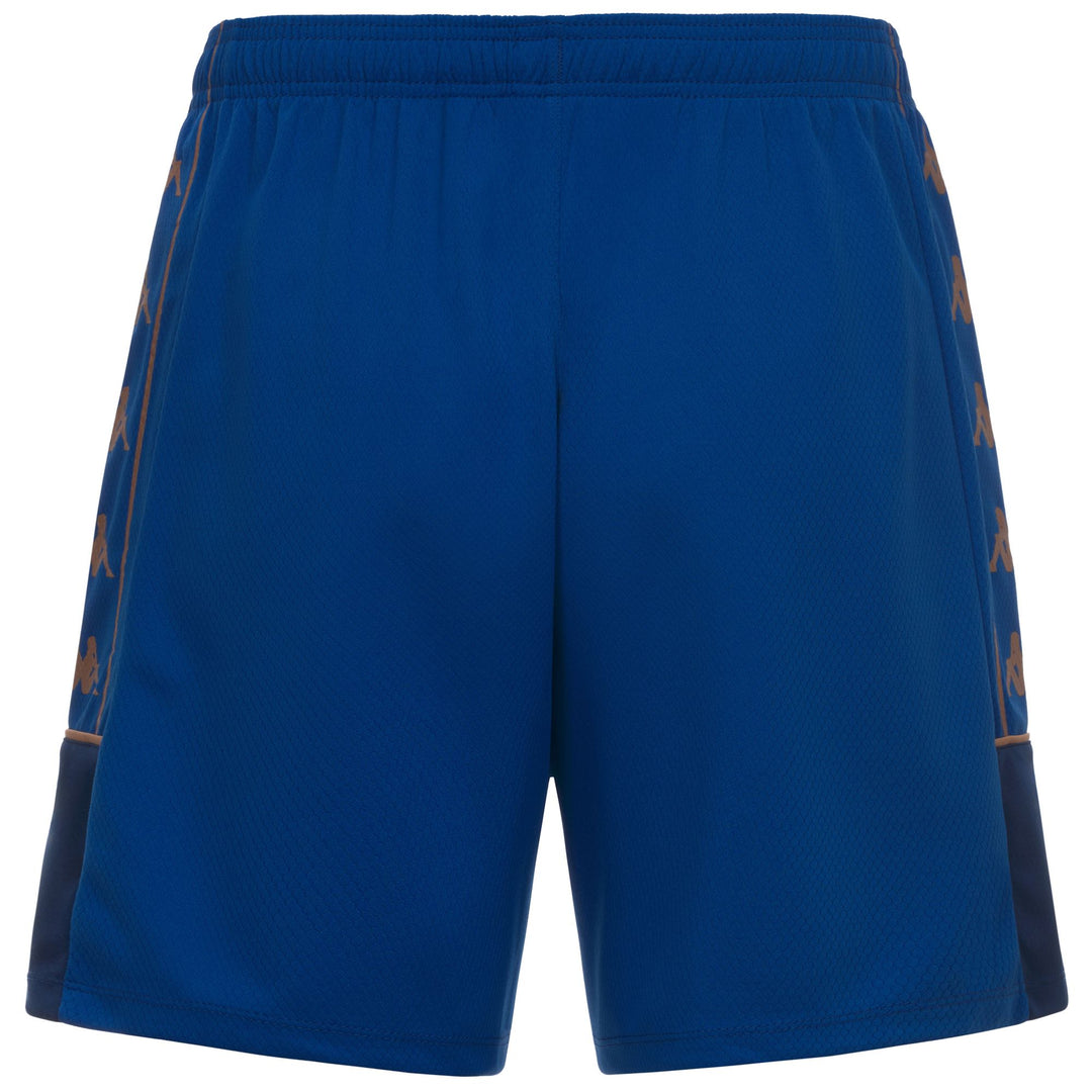 Short d'entraînement de football bleu pour homme, coupe ajustée, en tissu mesh main