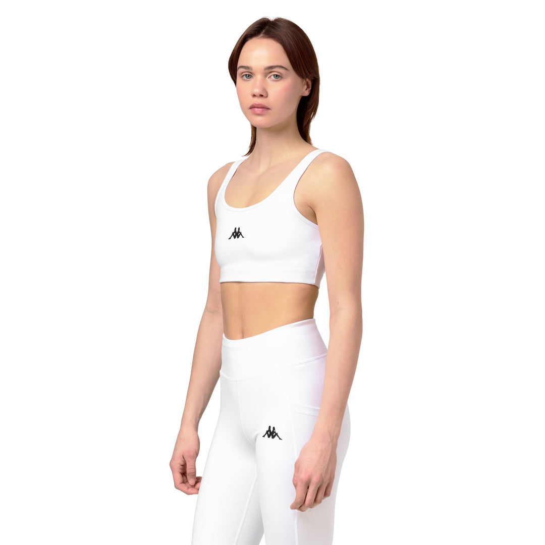 Top da allenamento elasticizzato aderente alla pelle da donna bianco main