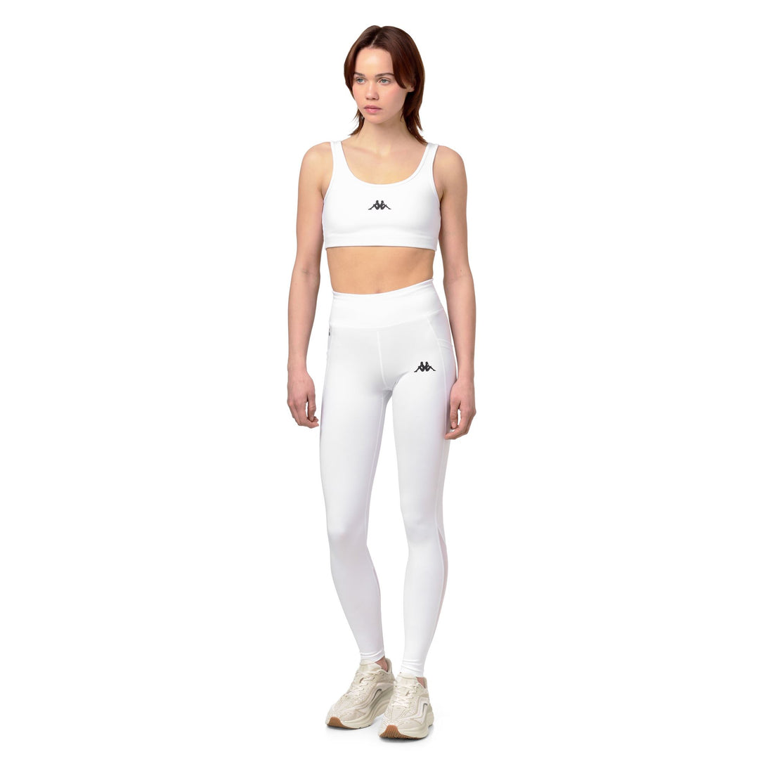 Top da allenamento elasticizzato aderente alla pelle da donna bianco main