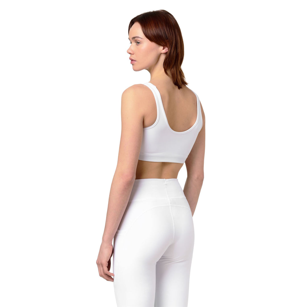 Top da allenamento elasticizzato aderente alla pelle da donna bianco main